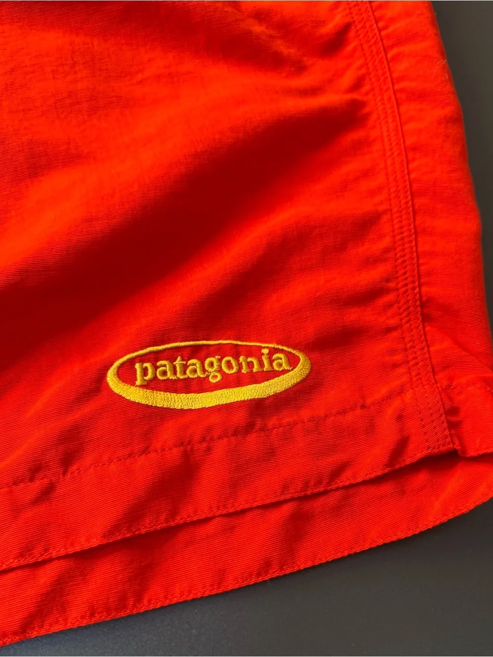 Patagonia Men’s Red Swim Board Shorts with Yellow Drawcord Size 34 Waist